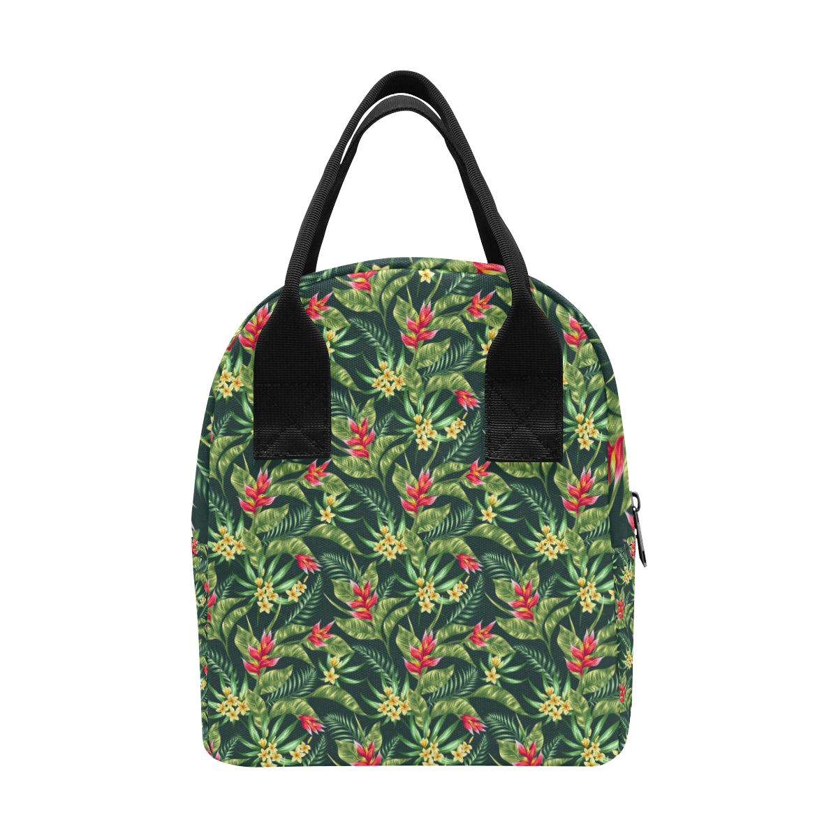 Tropical Folower Red Heliconia Print Insulated Lunch Bag
