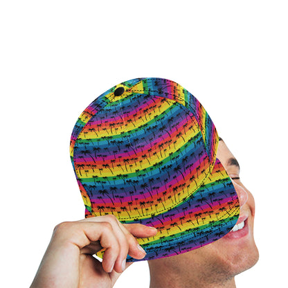 Palm Tree Rainbow Themed Print Snapback Cap