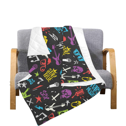 Rock and Roll Pattern Print Design A02 Premium Quilt