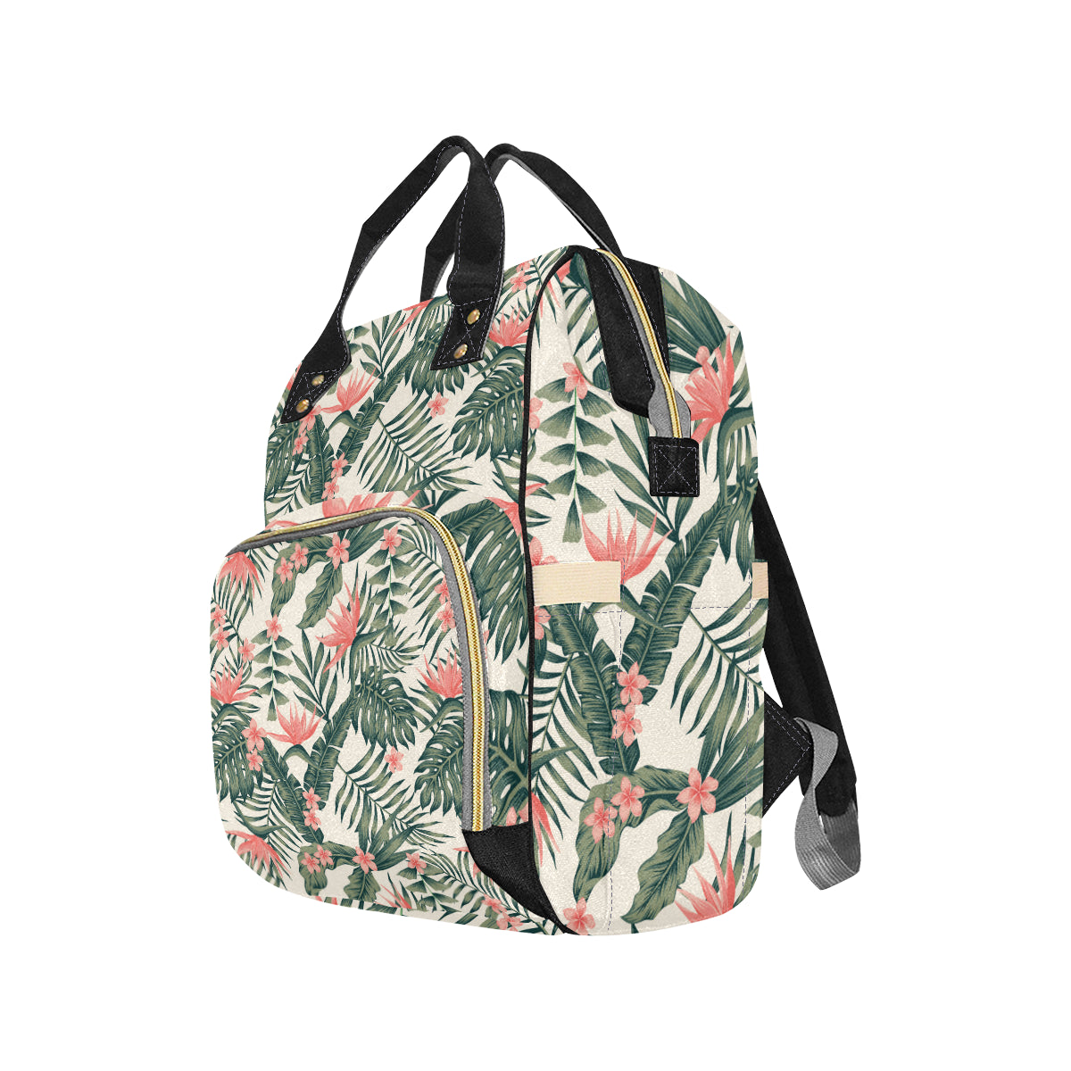 Tropical Flower Palm Leaves Diaper Bag Backpack
