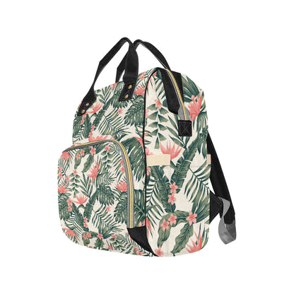 Tropical Flower Palm Leaves Diaper Bag Backpack
