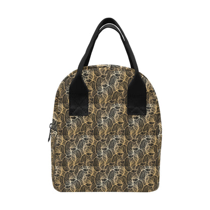 Elegant Gold leaf Print Insulated Lunch Bag