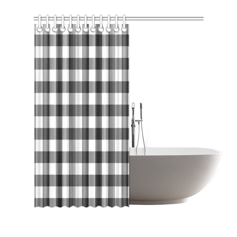 Buffalo check Black white Pattern Print Design 04 Shower Curtain