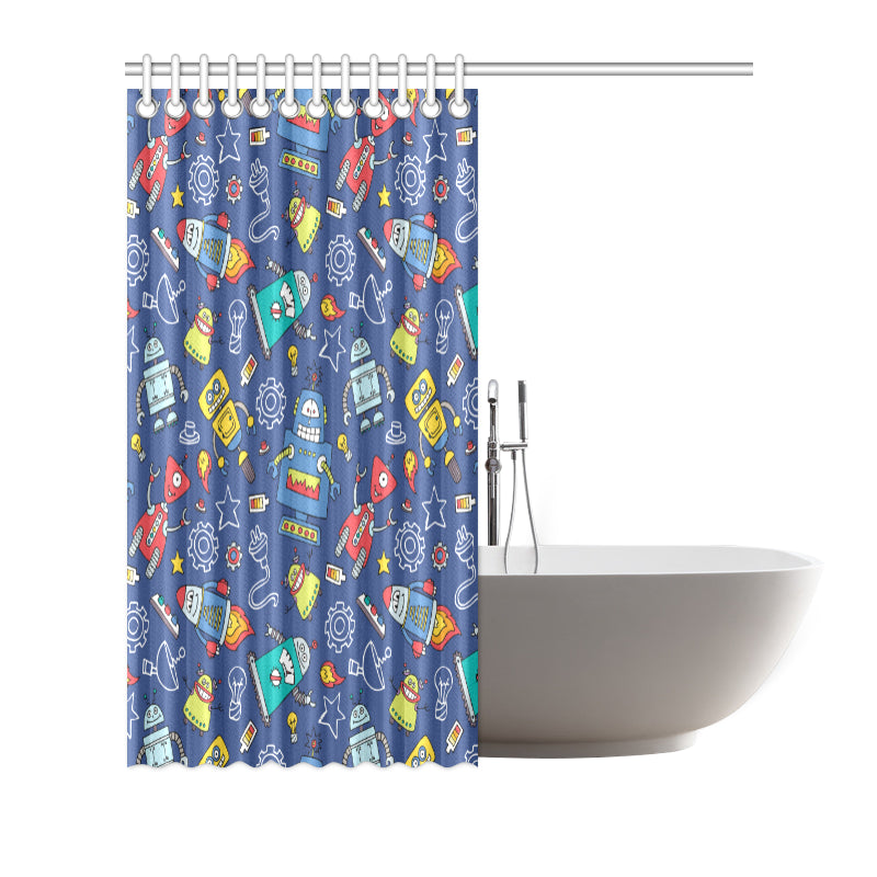Robot Pattern Print Design A03 Shower Curtain