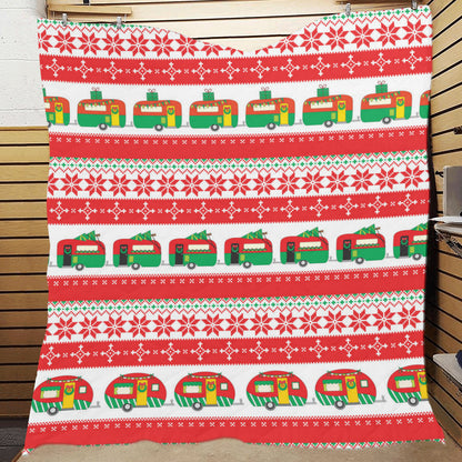 Camper Camping Ugly Christmas Design Print Premium Quilt