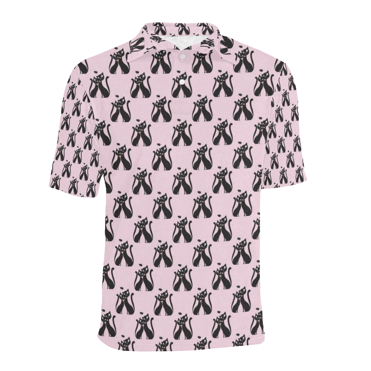 Black Cat Pattern Print Design 01 Men Polo Shirt