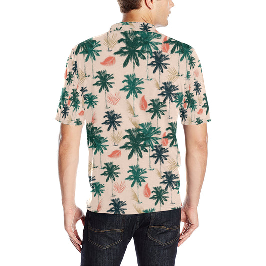 Palm Tree Pattern Print Design PT014 Men Polo Shirt