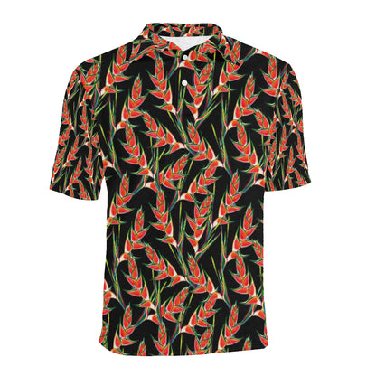 Heliconia Pattern Print Design HL010 Men Polo Shirt