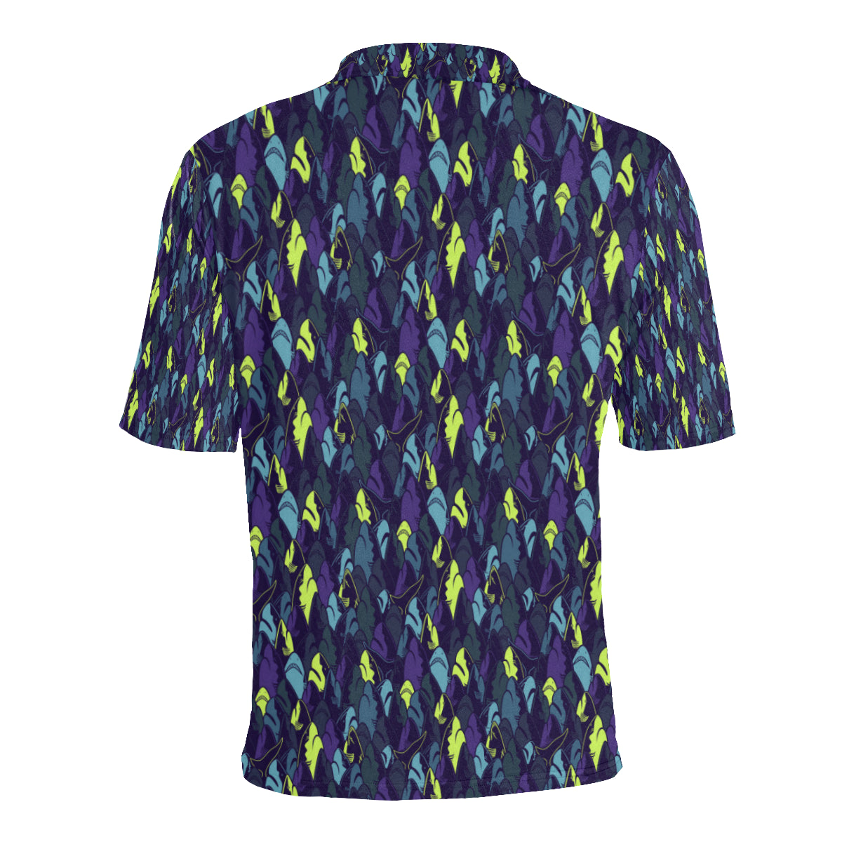 Shark Neon color Print Men Polo Shirt