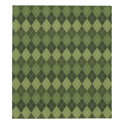 Argyle Green Pattern Print Design 01 Premium Quilt