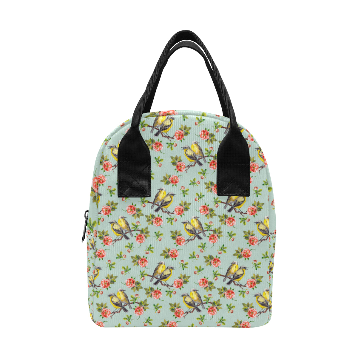 Bird with Red Flower Print Pattern Insulated Lunch Bag