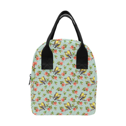 Bird with Red Flower Print Pattern Insulated Lunch Bag