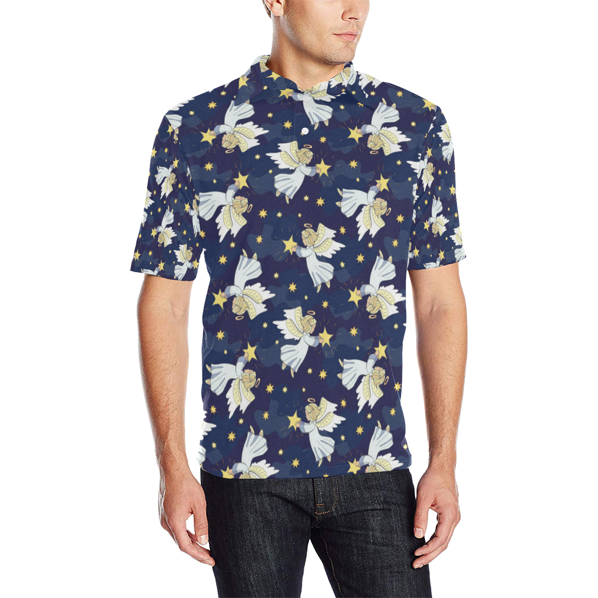 Angel Pattern Print Design 06 Men Polo Shirt
