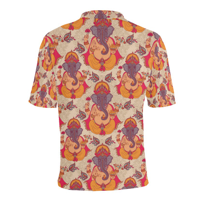 Ganesha Indian Pattern Print Design 02 Men Polo Shirt