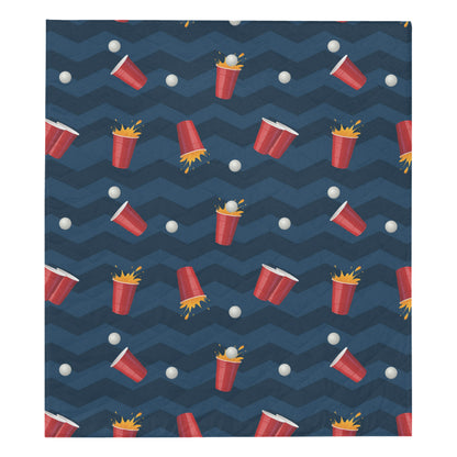Beer Pong Pattern Print Design 01 Premium Quilt