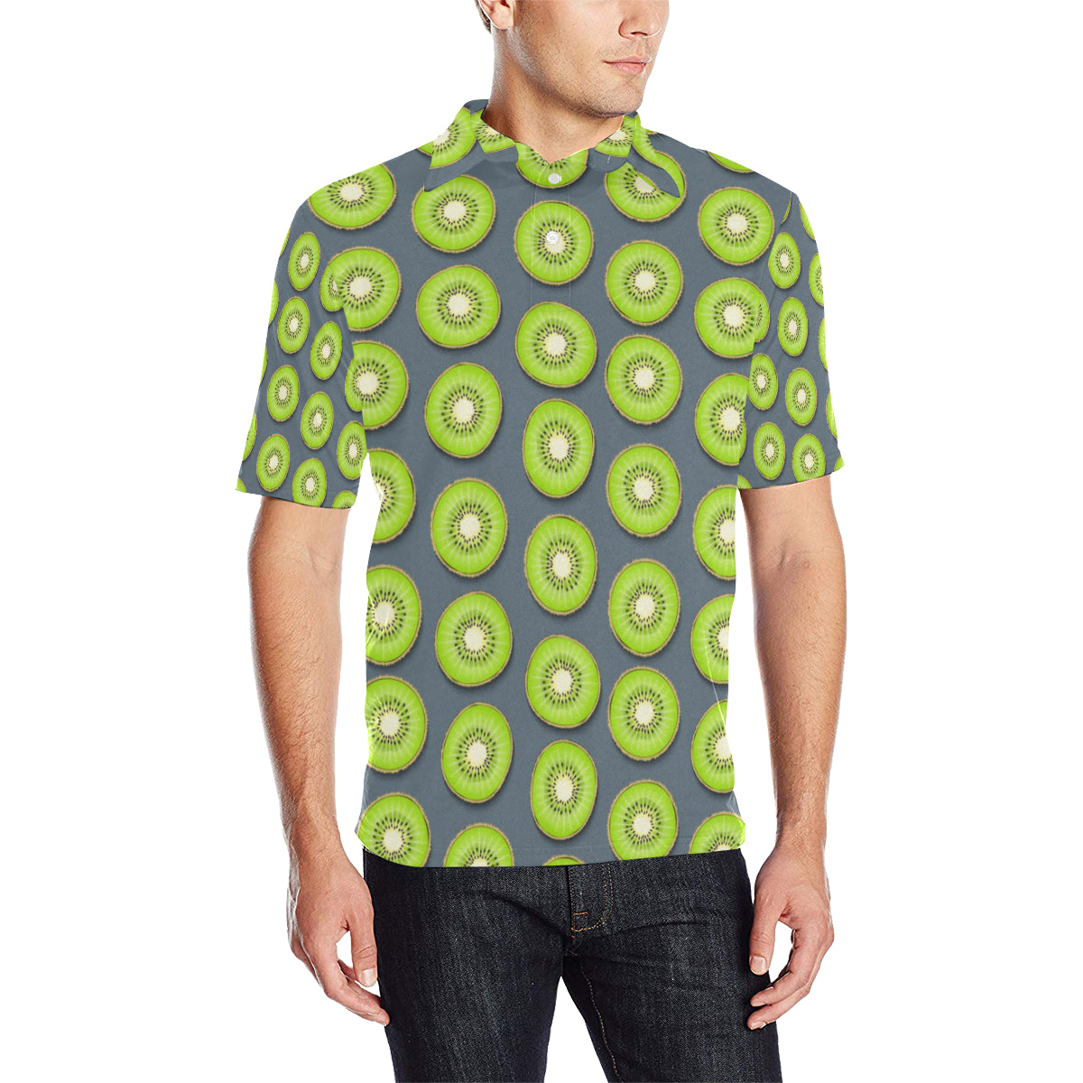 Kiwi Pattern Print Design KW06 Men Polo Shirt