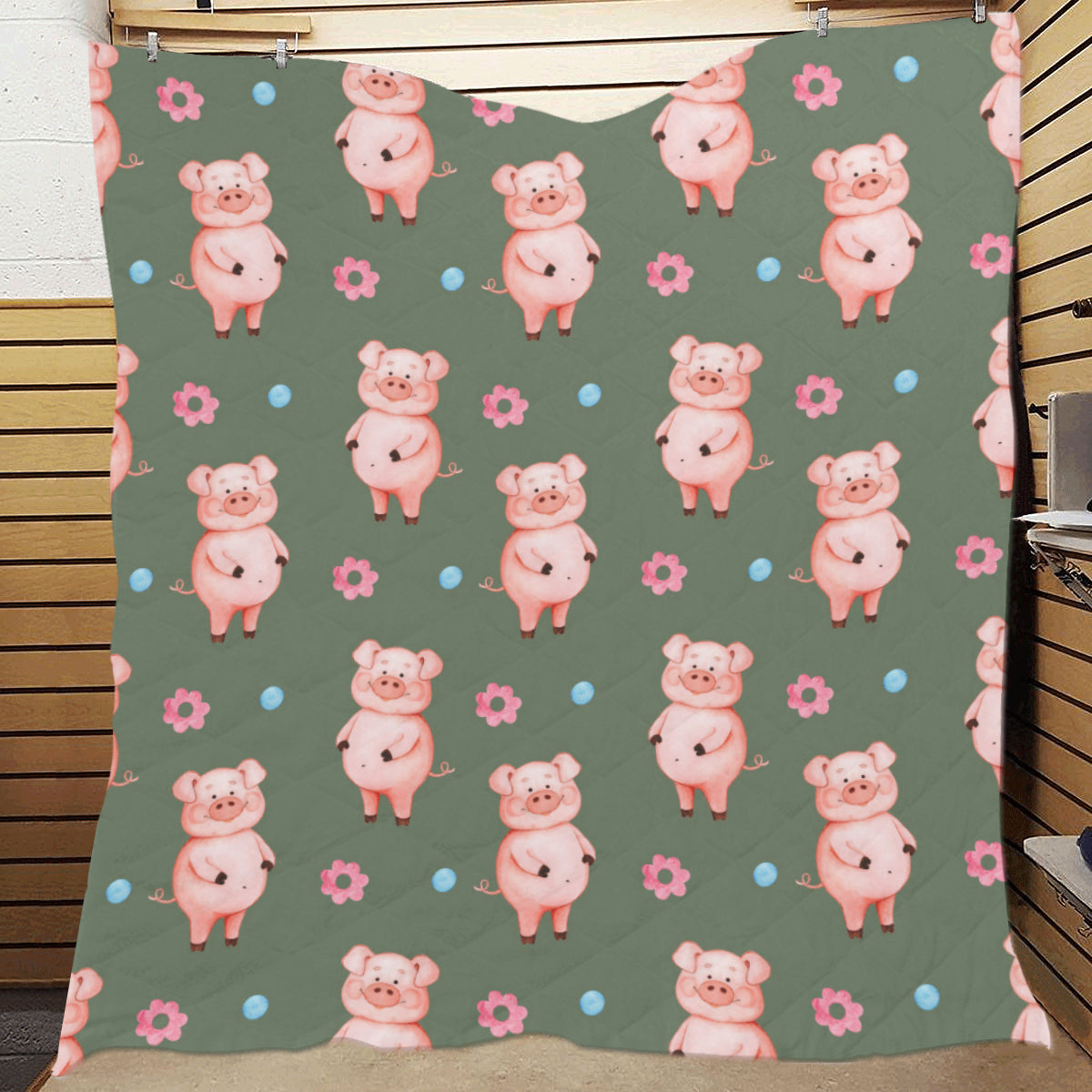 Pig Pattern Print Design 03 Premium Quilt