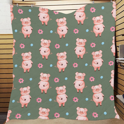 Pig Pattern Print Design 03 Premium Quilt