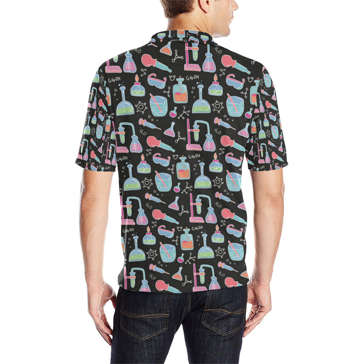 Chemical Pattern Print Design 06 Men Polo Shirt