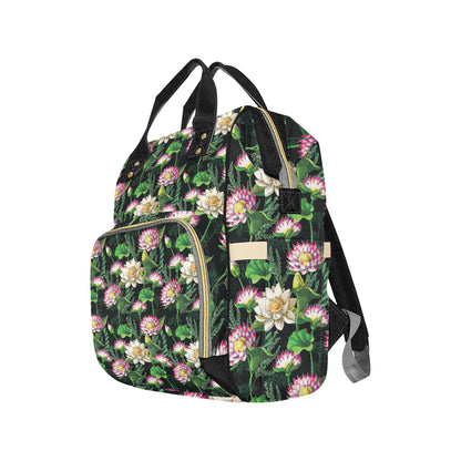 Water Lily Pattern Print Design WL010 Diaper Bag Backpack