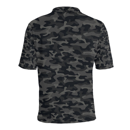 Camo Black Pattern Print Design 02 Men Polo Shirt