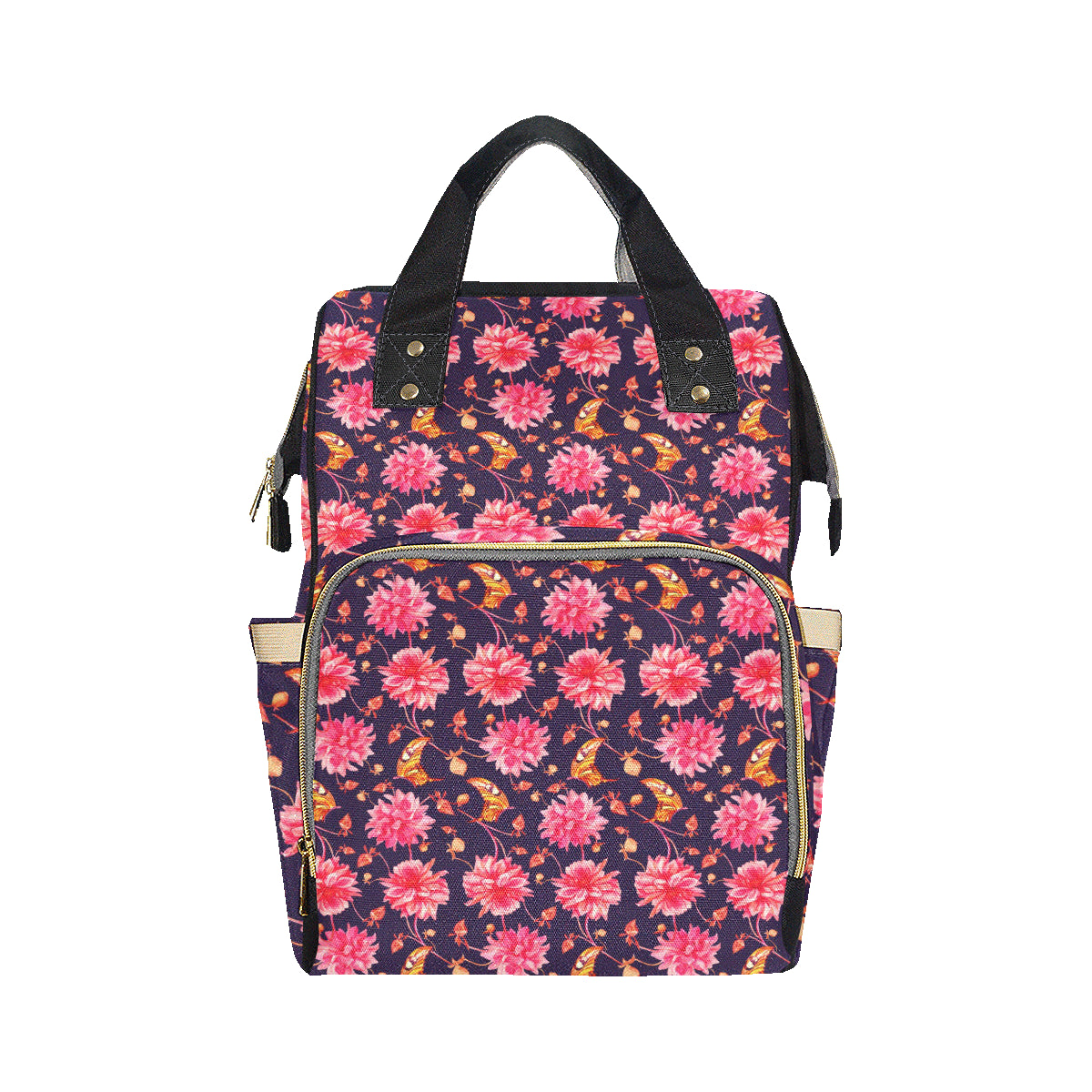 Dahlia Pattern Print Design DH03 Diaper Bag Backpack