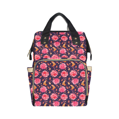 Dahlia Pattern Print Design DH03 Diaper Bag Backpack