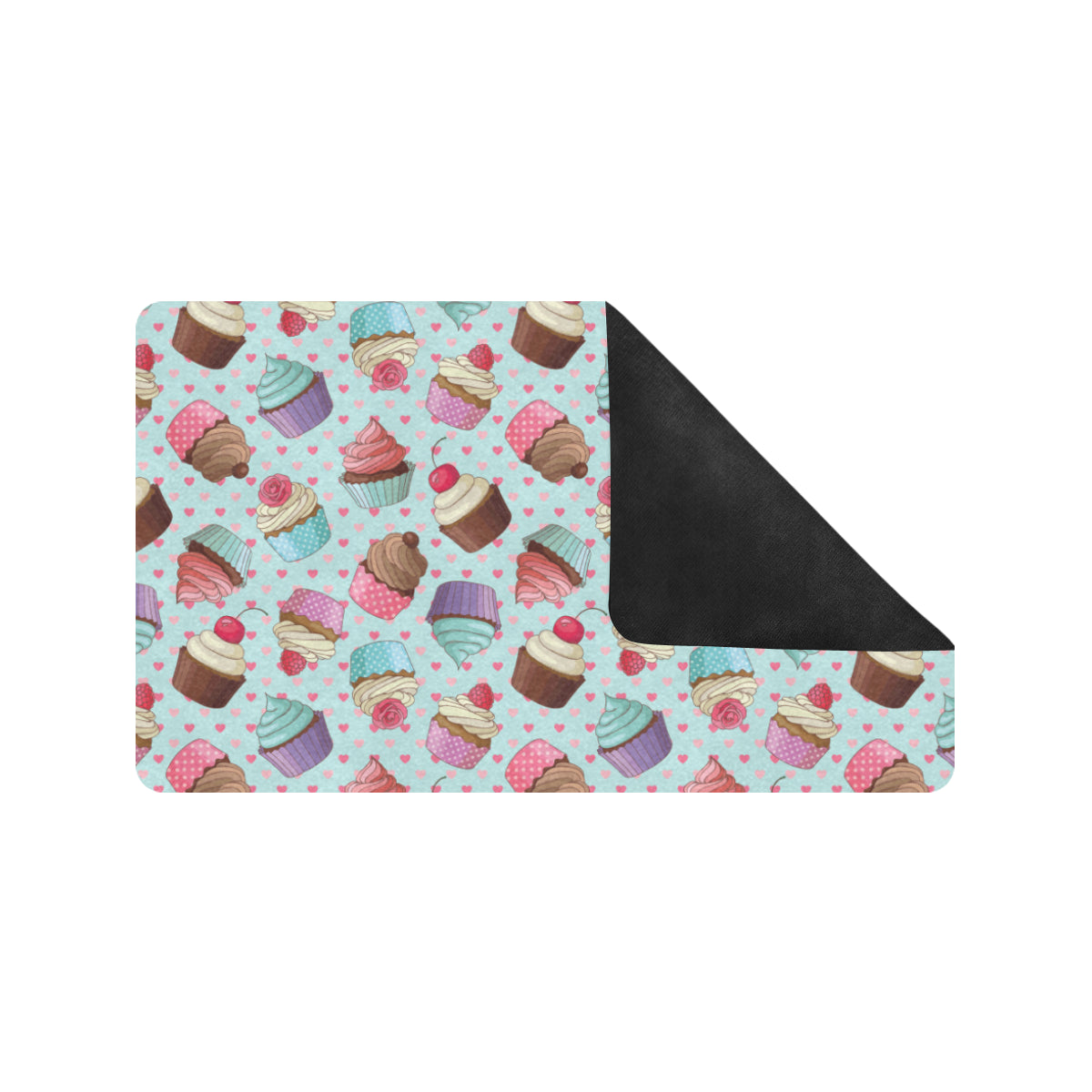 Cupcakes Fancy Heart Print Pattern Rubber Doormat