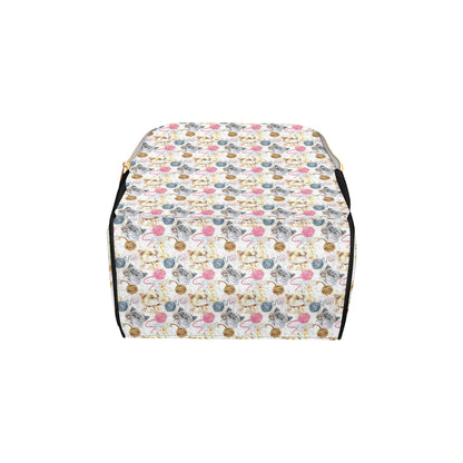 Cat Playing Yarn Pattern Print Design 07 Diaper Bag Backpack
