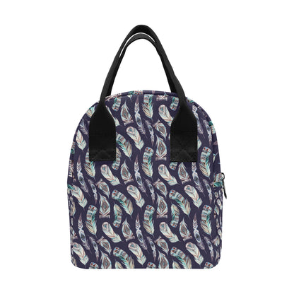 Feather Vintage Boho Design Print Insulated Lunch Bag