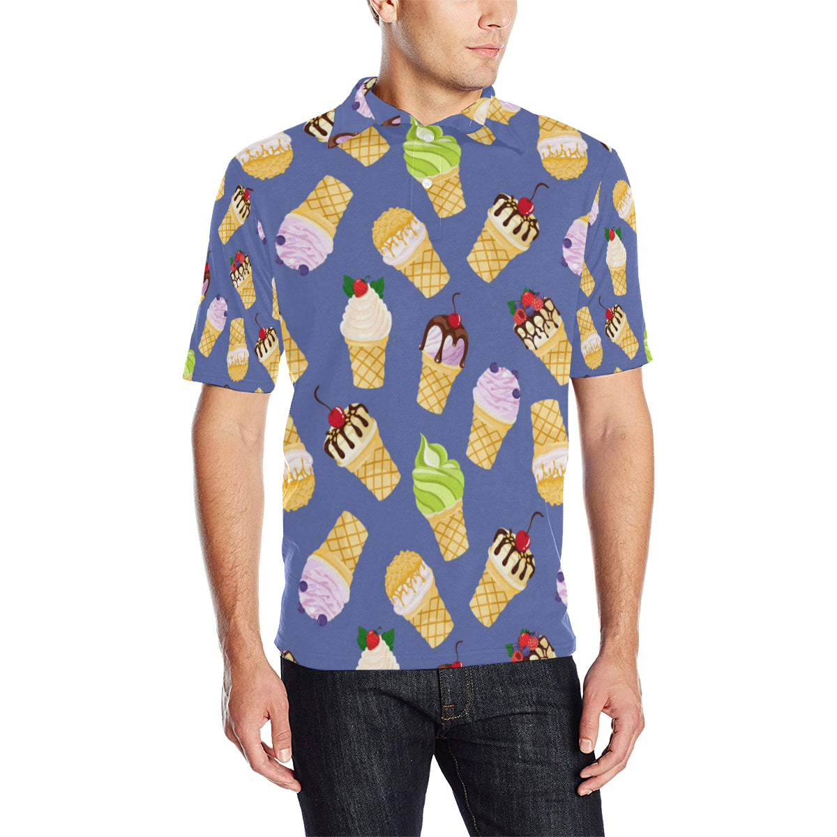 Ice Cream Pattern Print Design IC03 Men Polo Shirt