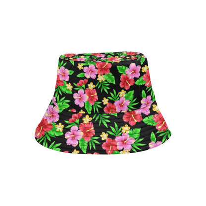 Pink Red Hibiscus Pattern Print Design HB023 Unisex Bucket Hat