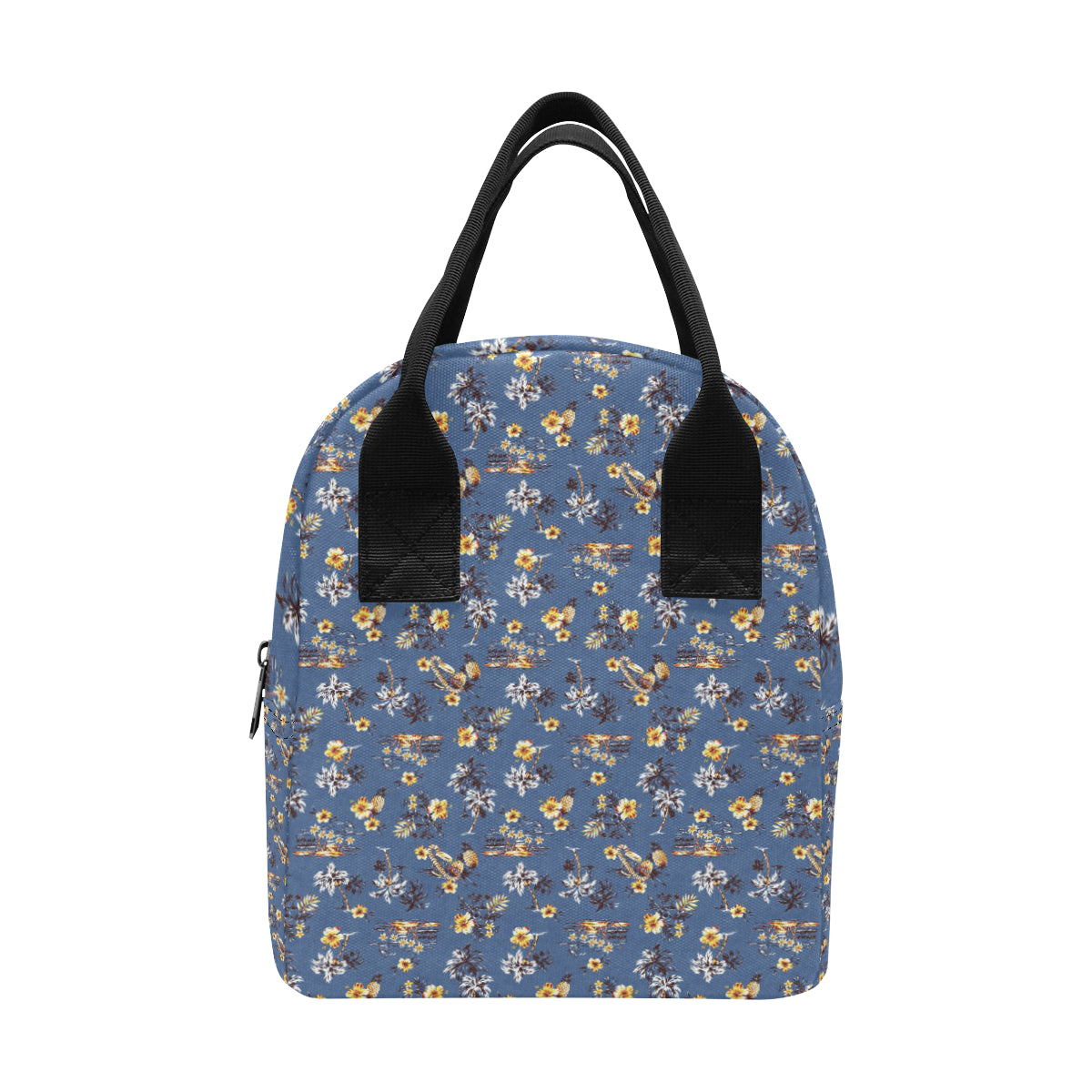 Hawaiian Flower Blue Print Insulated Lunch Bag