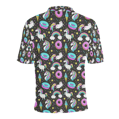 Donut Unicorn Pattern Print Design DN09 Men Polo Shirt