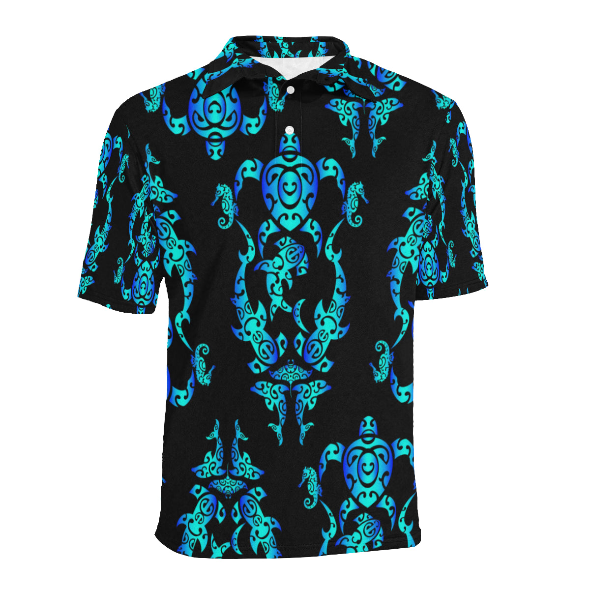 Sea turtle Polynesian Tribal Hawaiian Men Polo Shirt
