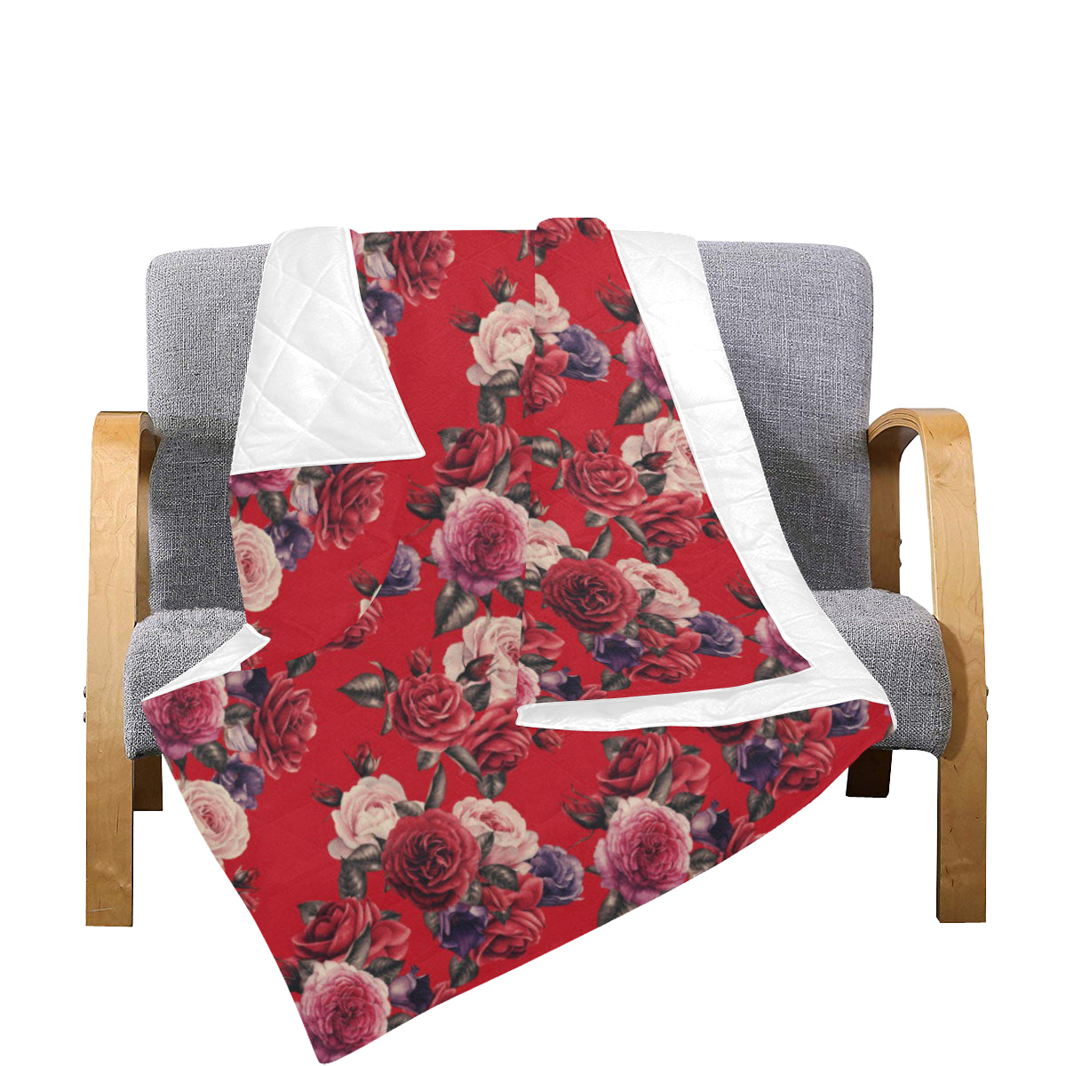 Rose Red Pattern Print Design RO07 Premium Quilt