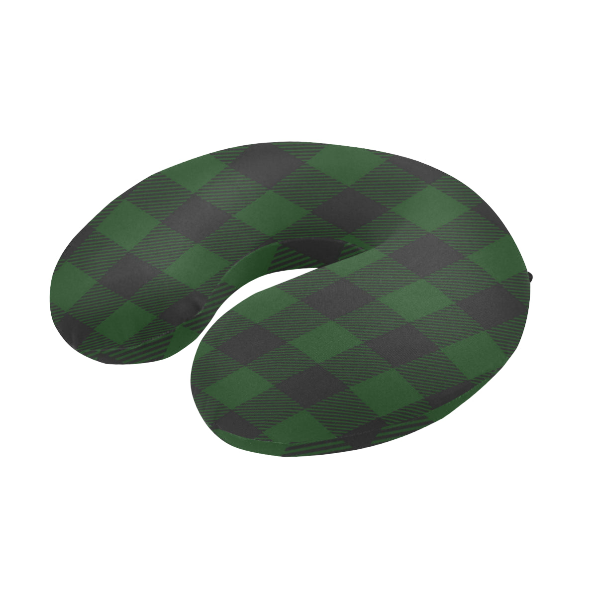 Buffalo check Green Pattern Print Design 02 U-Shaped Travel Neck Pillow