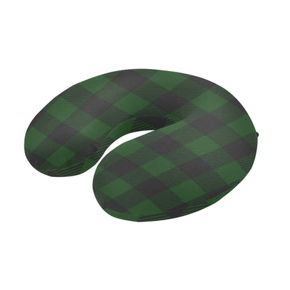 Buffalo check Green Pattern Print Design 02 U-Shaped Travel Neck Pillow