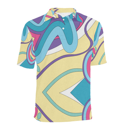 Funky Retro Pattern Print Design A01 Men Polo Shirt
