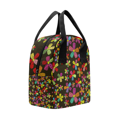 Flower Power Colorful Print Pattern Insulated Lunch Bag