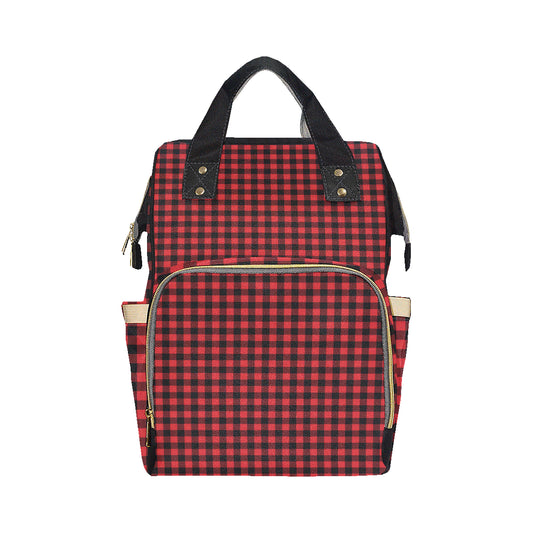 Red Black Buffalo Tartan Plaid Pattern Diaper Bag Backpack