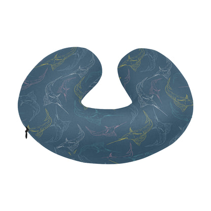 Swordfish Pattern Print Design 02 U-Shaped Travel Neck Pillow
