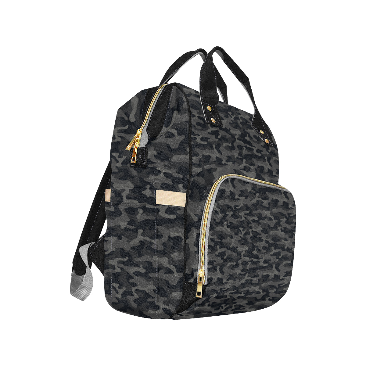Camo Black Pattern Print Design 02 Diaper Bag Backpack