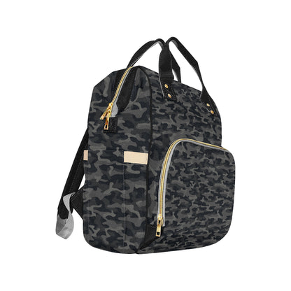 Camo Black Pattern Print Design 02 Diaper Bag Backpack