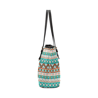 Navajo Style Print Pattern Leather Tote Bag
