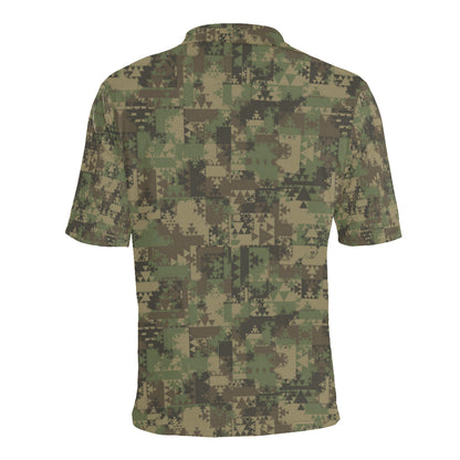 Camouflage Aztec Green Army Print Men Polo Shirt