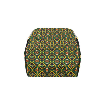 Kente Green Design African Print Diaper Bag Backpack