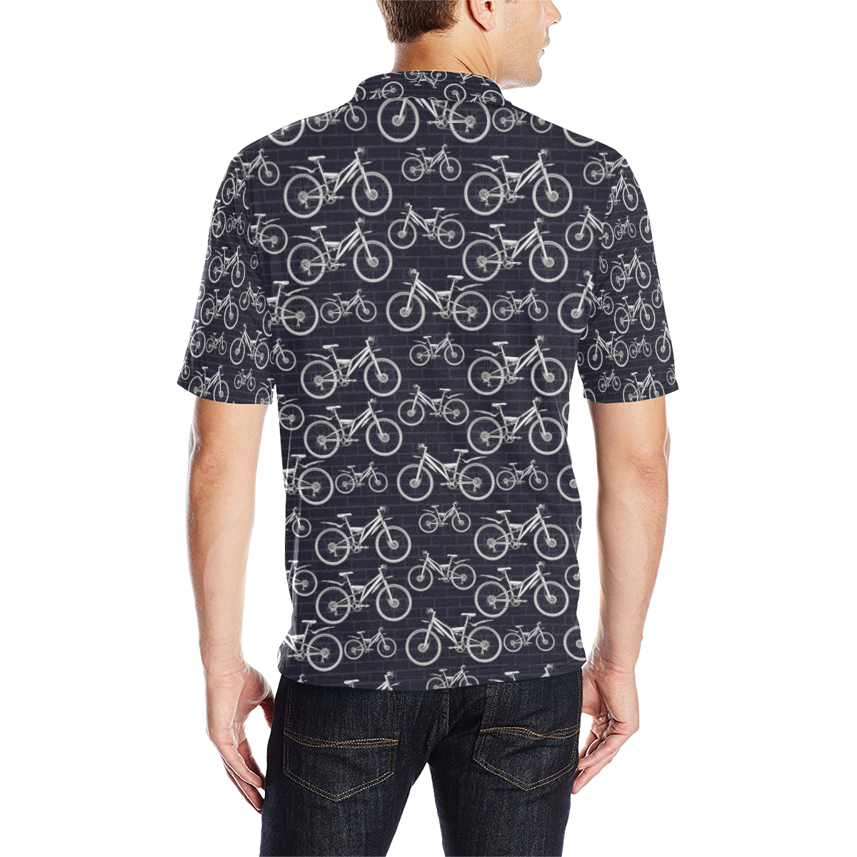 Mountain bike Pattern Print Design 02 Men Polo Shirt