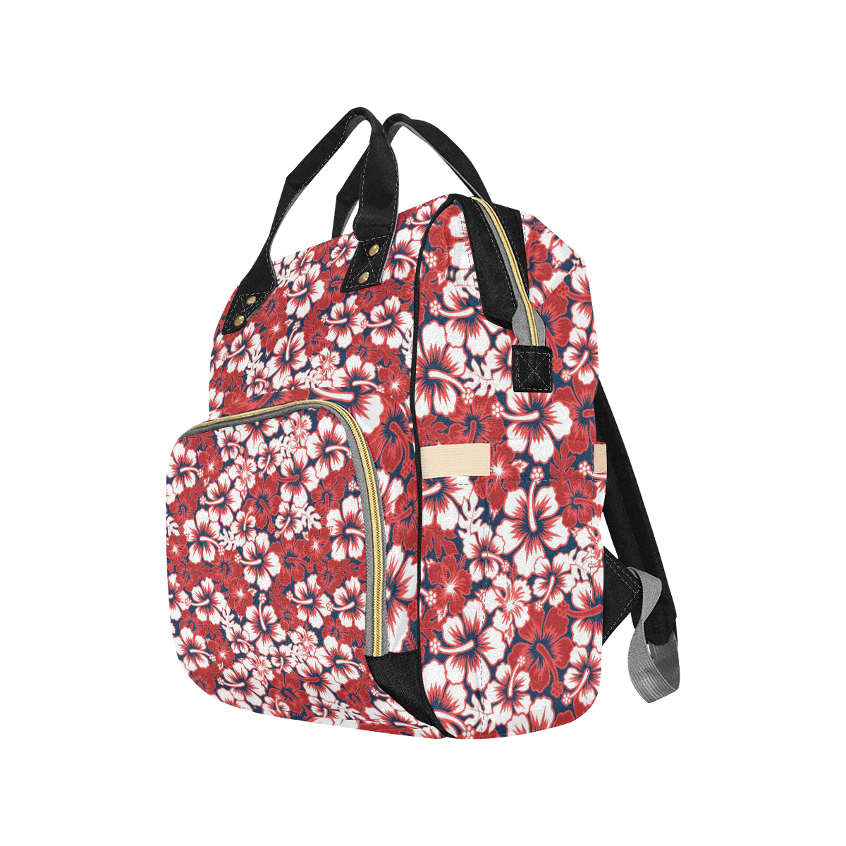 Red Hibiscus Pattern Print Design HB01 Diaper Bag Backpack