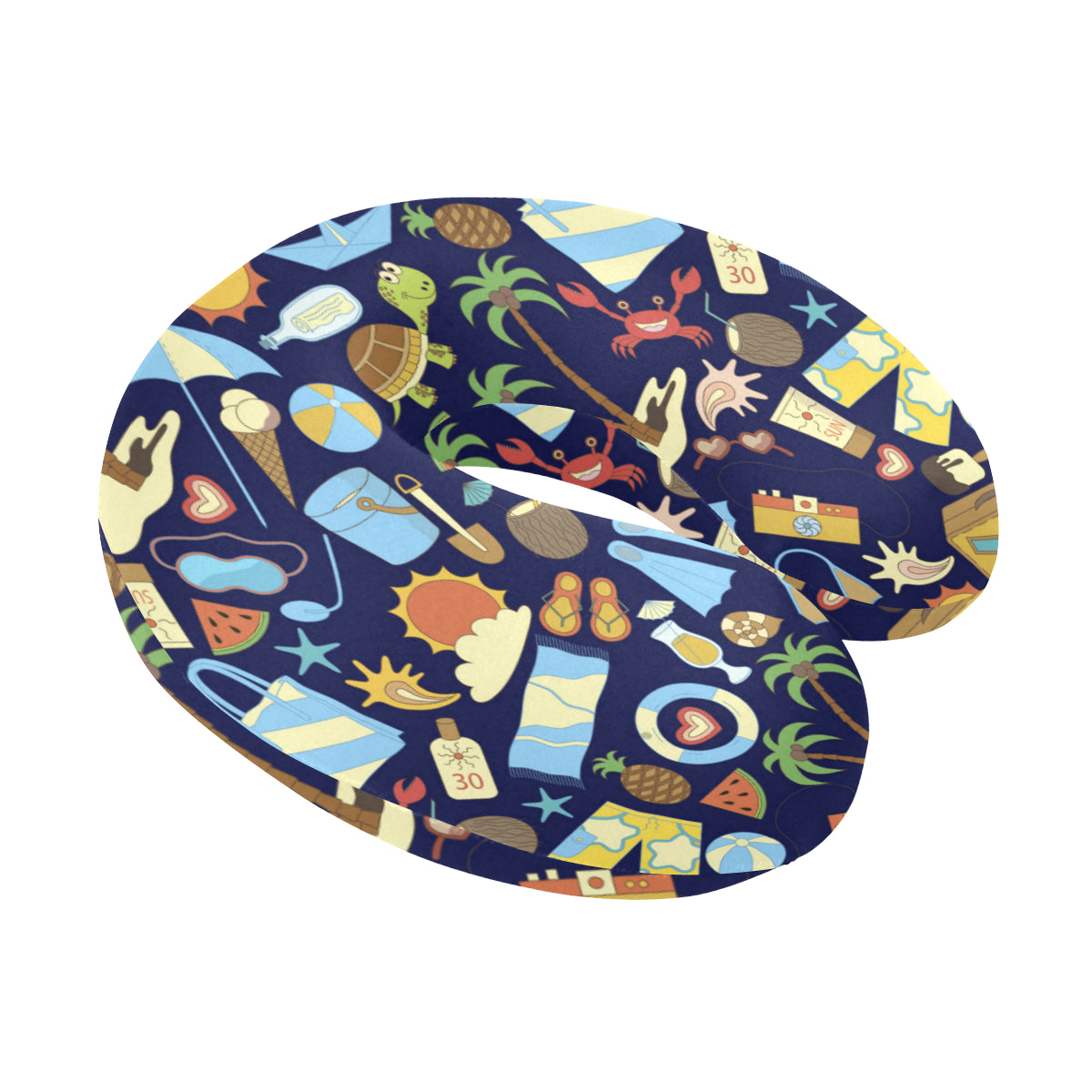 Beach Themed Pattern Print Design 04 U-Shaped Travel Neck Pillow